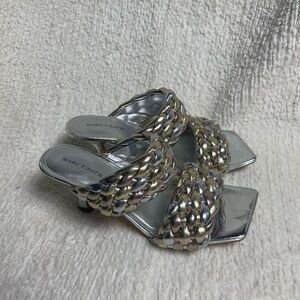 Marc Fisher Braided Heels Sandals silver, gold & rose gold SZ9.5